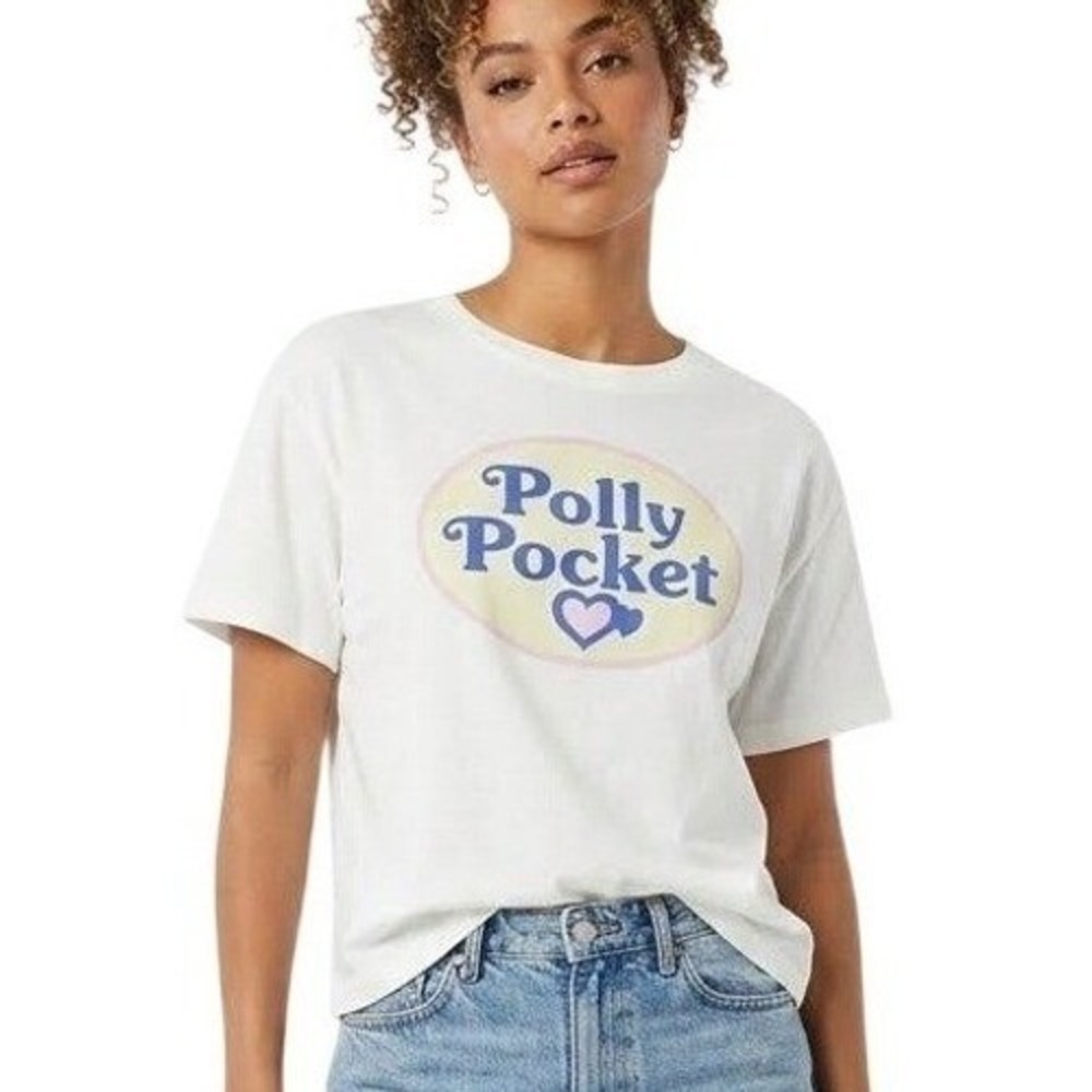 Polly Pocket Grayson Threads Graphic T-Shirt White NWT 90s Nostalgia Tee | Large